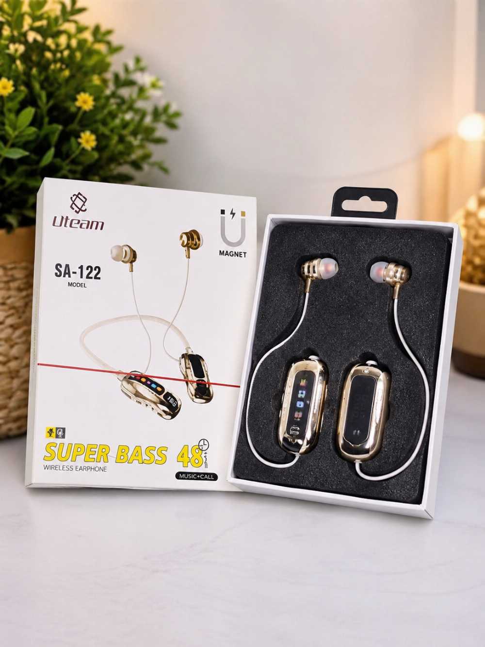Uteam SA-122 Magnetic Wireless Earphones | Super Bass, 48 Hours Battery, Hi-Fi Sound